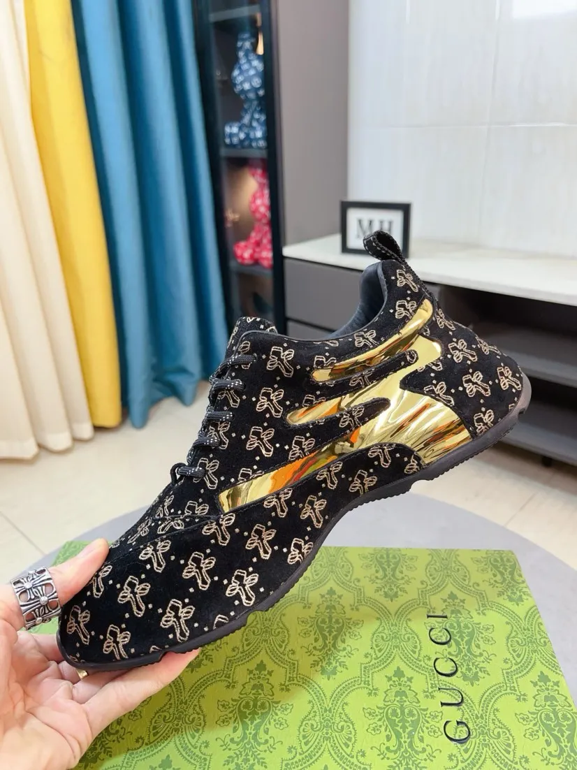 Men's shoes 💰560🌹🌹【GUCCI】pop-top casual sneakers with daddy outsole, breathable and comfortable, easy to walk, a versatile style for trendy men, upper with cowhide edged outsole design➕genuine leather lining➕Gucci's popular original outsole, sports and running style, super comfortable. Code number 38-44